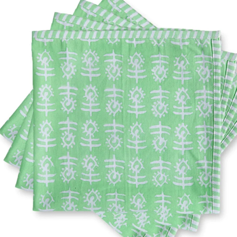 ✨3/$20 Furbish Green and White Patterned Coasters in Bag NWOT